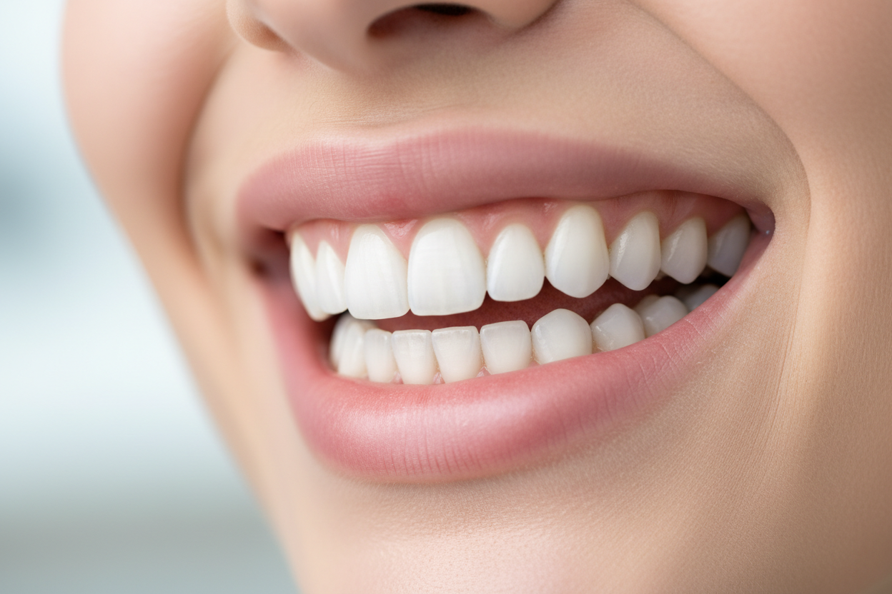 smile of a person close up to their teeth